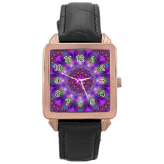 Rainbow At Dusk, Abstract Star Of Light Rose Gold Leather Watch  by DianeClancy