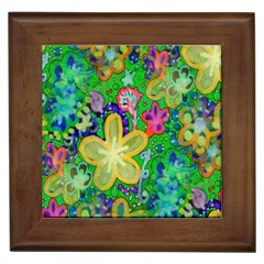 Beautiful Flower Power Batik Framed Ceramic Tile