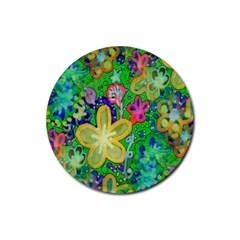Beautiful Flower Power Batik Drink Coaster (round)