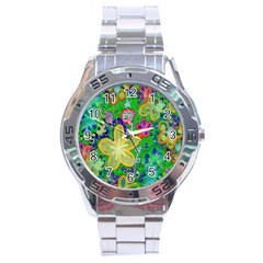 Beautiful Flower Power Batik Stainless Steel Watch by rokinronda