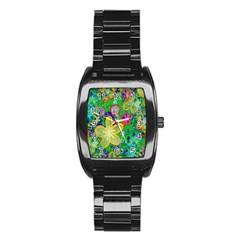 Beautiful Flower Power Batik Stainless Steel Barrel Watch