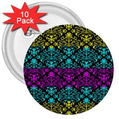 Cmyk Damask Flourish Pattern 3  Button (10 Pack) by DDesigns