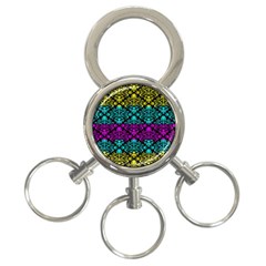 Cmyk Damask Flourish Pattern 3-ring Key Chain