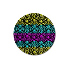 Cmyk Damask Flourish Pattern Magnet 3  (round) by DDesigns