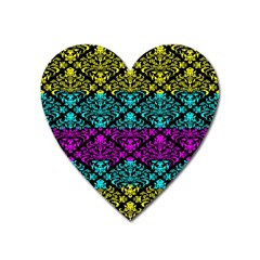 Cmyk Damask Flourish Pattern Magnet (heart) by DDesigns