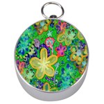 Beautiful Flower Power Batik Silver Compass Front