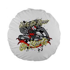 Lets Race Go Karts 15  Premium Round Cushion  by MegaSportsFan