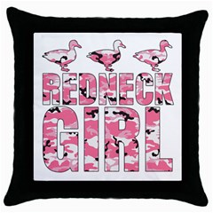 Redneck Girl Pink Camouflage Ducks Black Throw Pillow Case by RedneckGifts