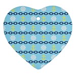 Anchors & Boat Wheels Heart Ornament (Two Sides) Back