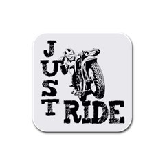 Black Just Ride Motorcycles Rubber Square Coaster (4 Pack) by creationsbytom