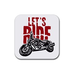 Red Text Let s Ride Motorcycle Rubber Coaster (square) by creationsbytom