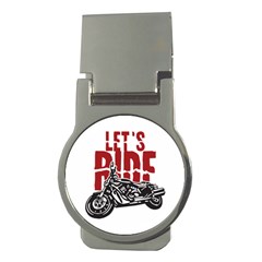 Red Text Let s Ride Motorcycle Money Clip (round)