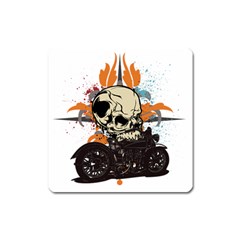 Skull Classic Motorcycle Magnet (square) by creationsbytom