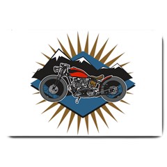 Classic Vintage Motorcycle Large Doormat by creationsbytom