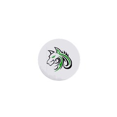 Green And Black Wolf Head Outline Facing Left Side 1  Mini Button by WildThings
