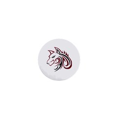 Maroon And Black Wolf Head Outline Facing Left Side 1  Mini Button by WildThings