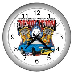 Demolition Derby Wall Clock (silver) by MegaSportsFan