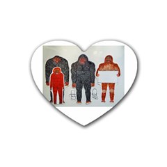 1 Neanderthal & 3 Big Foot,on White, Drink Coasters 4 Pack (heart) 