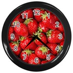 Strawberries Wall Clock (Black) Front