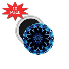 Crystal Star, Abstract Glowing Blue Mandala 1 75  Button Magnet (10 Pack) by DianeClancy