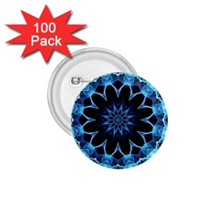 Crystal Star, Abstract Glowing Blue Mandala 1 75  Button (100 Pack) by DianeClancy