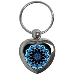 Crystal Star, Abstract Glowing Blue Mandala Key Chain (Heart) Front