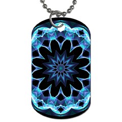 Crystal Star, Abstract Glowing Blue Mandala Dog Tag (one Sided) by DianeClancy