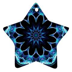 Crystal Star, Abstract Glowing Blue Mandala Star Ornament (two Sides) by DianeClancy