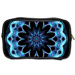 Crystal Star, Abstract Glowing Blue Mandala Travel Toiletry Bag (two Sides) by DianeClancy