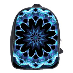 Crystal Star, Abstract Glowing Blue Mandala School Bag (xl) by DianeClancy