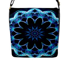 Crystal Star, Abstract Glowing Blue Mandala Flap Closure Messenger Bag (large) by DianeClancy