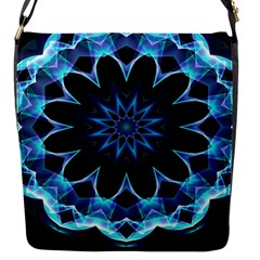 Crystal Star, Abstract Glowing Blue Mandala Flap Closure Messenger Bag (small) by DianeClancy