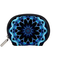 Crystal Star, Abstract Glowing Blue Mandala Mini Zipper Pouch by DianeClancy