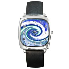 Abstract Waves Square Leather Watch by Colorfulart23
