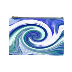 Abstract Waves Cosmetic Bag (large) by Colorfulart23