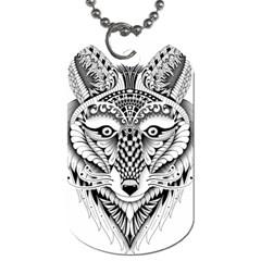 Ornate Foxy Wolf Dog Tag (one Sided) by Zandiepants