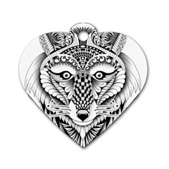 Ornate Foxy Wolf Dog Tag Heart (two Sided) by Zandiepants