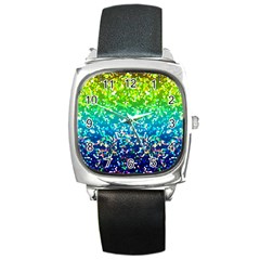 Glitter 4 Square Leather Watch by MedusArt