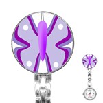 Cute Awareness Butterfly Stainless Steel Nurses Watch Front