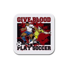Give Blood Play Soccer Rubber Square Coaster (4 Pack)