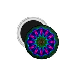 Star Of Leaves, Abstract Magenta Green Forest 1 75  Button Magnet by DianeClancy