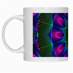 Star Of Leaves, Abstract Magenta Green Forest White Coffee Mug by DianeClancy