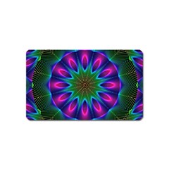 Star Of Leaves, Abstract Magenta Green Forest Magnet (name Card) by DianeClancy