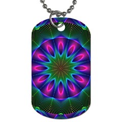 Star Of Leaves, Abstract Magenta Green Forest Dog Tag (two-sided) 