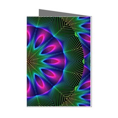 Star Of Leaves, Abstract Magenta Green Forest Mini Greeting Card (8 Pack) by DianeClancy