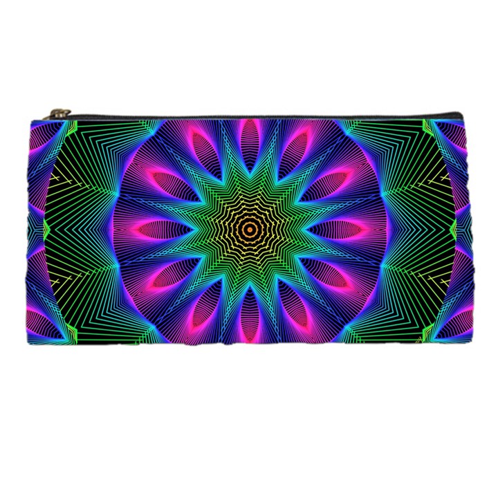 Star Of Leaves, Abstract Magenta Green Forest Pencil Case