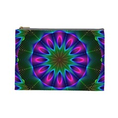 Star Of Leaves, Abstract Magenta Green Forest Cosmetic Bag (large) by DianeClancy