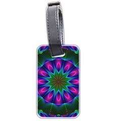 Star Of Leaves, Abstract Magenta Green Forest Luggage Tag (two Sides) by DianeClancy