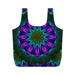 Star Of Leaves, Abstract Magenta Green Forest Reusable Bag (m) by DianeClancy