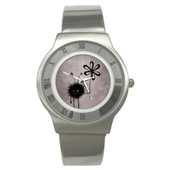 Evil Flower Bug Vintage Stainless Steel Watch (slim) by CreaturesStore